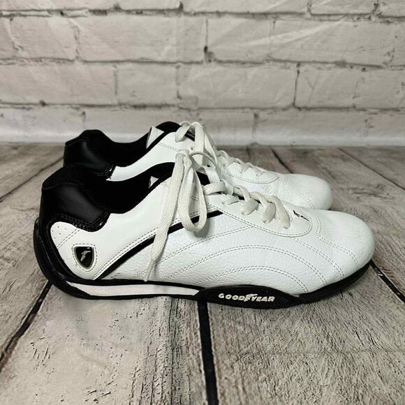 D10 Goodyear Men's White Racing/Running Sneakers, Size 10, Pre-owned - Picture 1 of 11